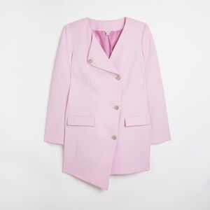 River Island Womens Blazer Wrap Dress Pink Long Sleeve